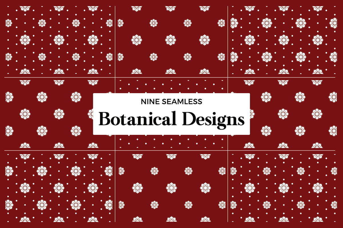 Nine Seamless Botanical Designs - Viki SisnettePattern